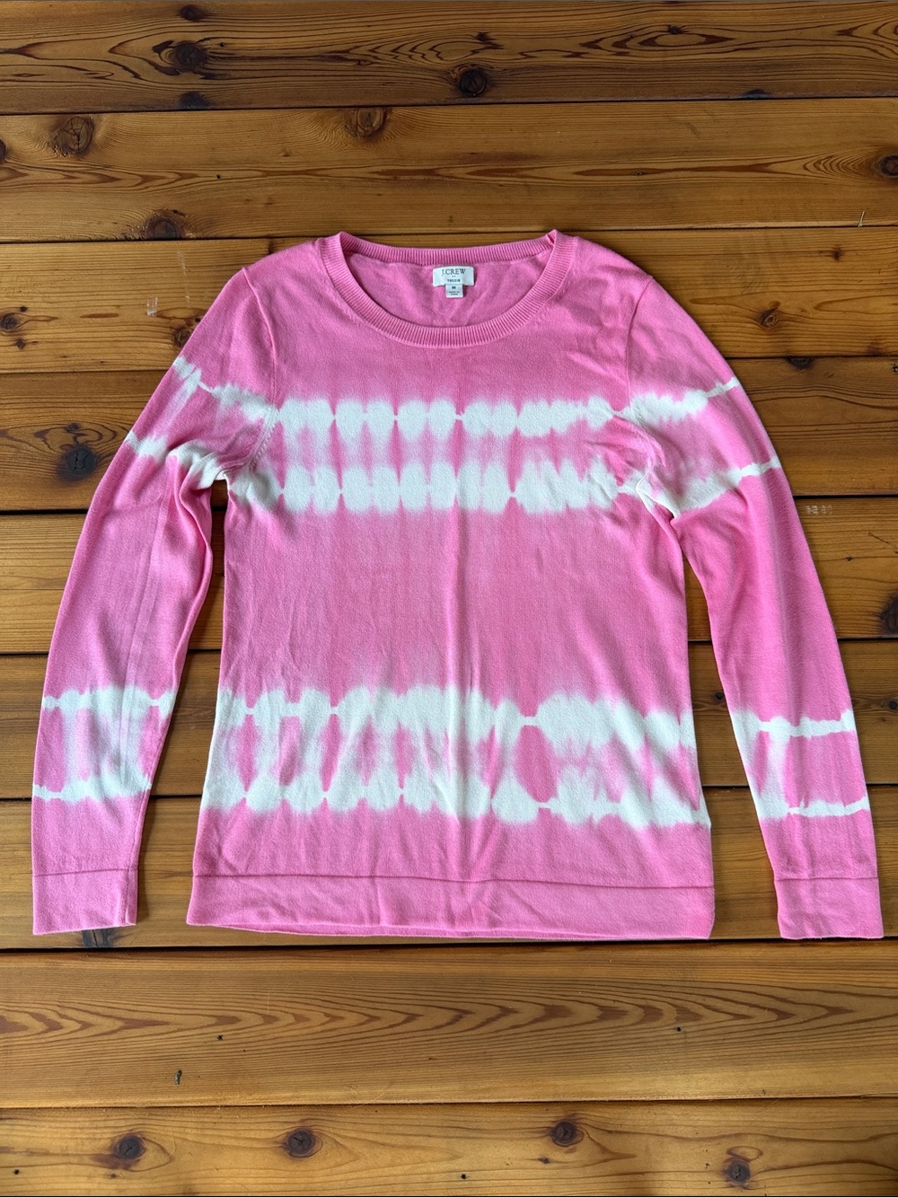 J. Crew Tie-Dye Teddie Lightweight Pink Sweater - Size Medium